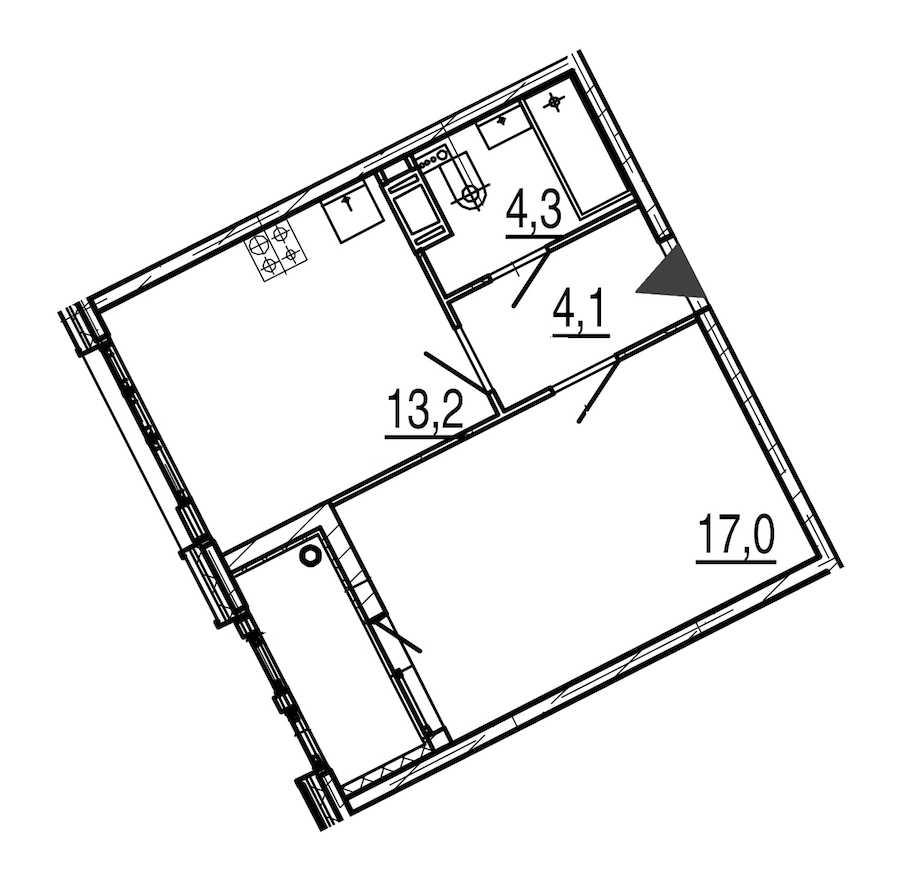Однокомнатная квартира в : площадь 40.4 м2 , этаж: 5 – купить в Санкт-Петербурге